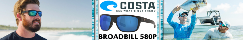 Costa Broadbill 580P Matte Black/Blue Mirror 580P