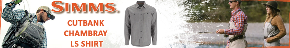 Simms Cutbank Chambray LS Shirt, Cinder Chambray