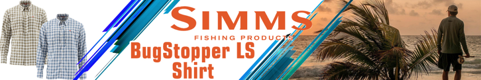 Simms BugStopper LS Shirt Plaid Faded Denim Plaid