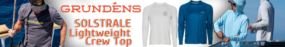 Grundens Solstrale Lightweight Crew Top, Deep Water Blue Print