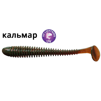 Силиконовая приманка Crazy Fish Vibro Worm 5" 80-120-14-6 кальмар цв. UV Motor Oil (УФ моторное масло)