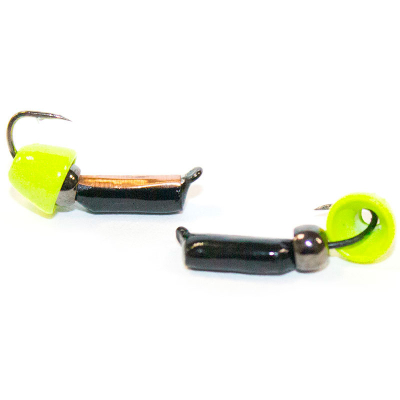Мормышка Гвоздик с коронкой №2 (чм)+ колокол лимон/ шар блэкникель(0,9)
