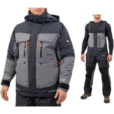 Костюм рыболовный зимний Graff до -50гр. (Bratex 8000, черно-серый) 218-O-B-2XL/182-188