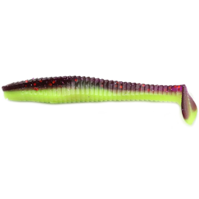 Силиконовая приманка Yaman Pro Flatter Shad 4" цвет #26 - Violet Chartreuse (уп. 5 шт.)