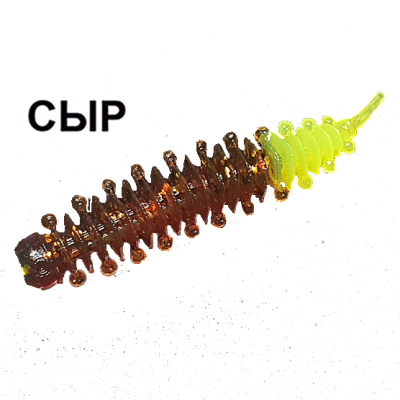 Силиконовая приманка Boroda Baits Ayra Junior Double Color цв. Коричневый/Лимон, аттр. Сыр.