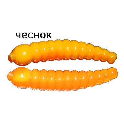 Мягкая приманка MicroFishing Личинка 3.5 см - 10шт. Желто-оранжевый (двухцветка) Чеснок
