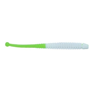 Силиконовая приманка River Lynx Rib Worm цв. #206 white+chartreuse белый+шартрез