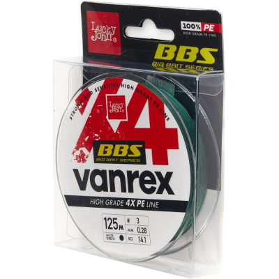 Леска плетеная Lucky John Vanrex BBS х4 Braid Moss Green 125/037