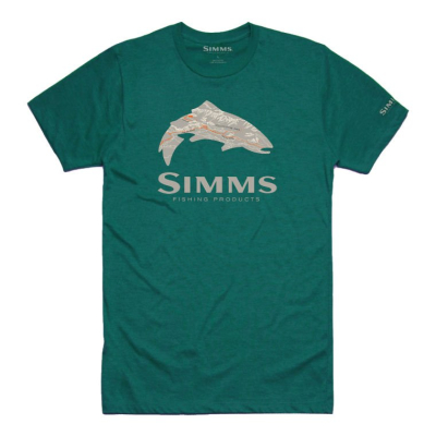 Футболка Simms Fire Hole Trout T-Shirt, L, Dark Teal Heather