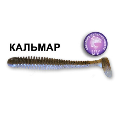 Силиконовая приманка Crazy Fish Vibro Worm 3,4" 13-8,5-3d-6 кальмар цв. swamp pearl (болотная жемчужина)