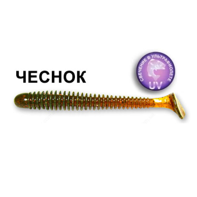 Силиконовая приманка Crazy Fish Vibro Worm 3-5-14-5 чеснок цв. UV Motor Oil (УФ моторное масло)
