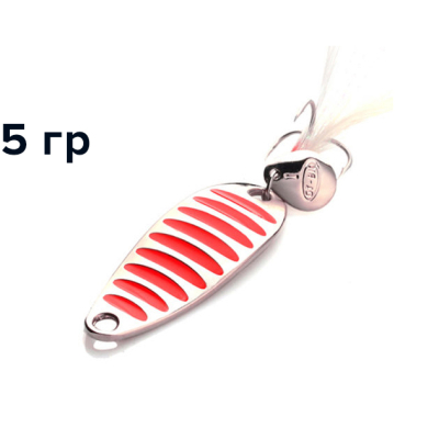 Блесна GT-BIO Single Curve III 4.5см, 5гр, серебро,красные полосы