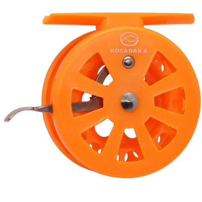 Катушка зимняя проводочная универсальная пластиковая Kosadaka Explorer PM 60L Orange с рычажн. спуском под лев.руку