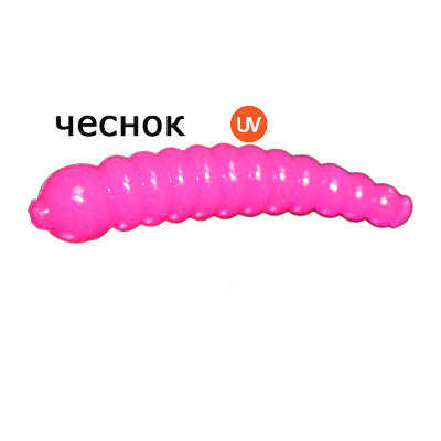 Мягкая приманка MicroFishing Личинка 3.5 см - 10шт. Розовый (Ультрафиолет) Чеснок