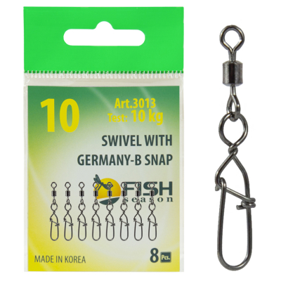 Вертлюжок с застежкой Fish Season Germany-B, №12 (7 кг), (упак. 8 шт)