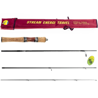 Удилище спиннинговое Fish Crystal Stream Energi Travel, 4 секции, длина 1.50 м, тест 0.8-5 г (CARBON)