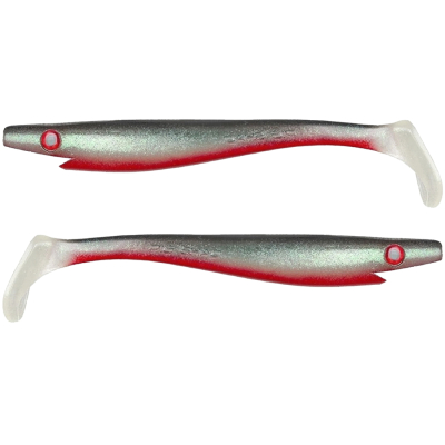 Силиконовая приманка Strike Pro Pig Shad Jr, 200 мм, 50 гр, цвет: Red Ghost Turkos holo (уп./2шт.) (SP-172C#SP18)