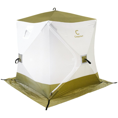 Палатка зимняя куб "Следопыт" 2,1 х2,1 м, Oxford 210D PU 1000, S по полу 4,4 кв.м, цв. оливковый/белый (PF-TW-27)