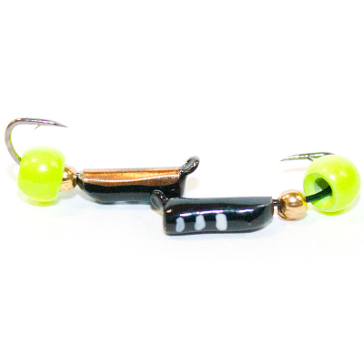 Мормышка Гвоздик с коронкой №2 (чм)+ шар лимонка/ золото(0,82)