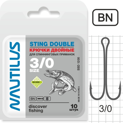 Крючок Nautilus Sting Double SSD 1200 № 3/0