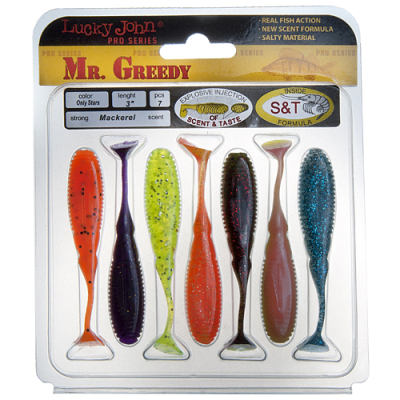 Мягкая приманка Lucky John Pro Series Mister Greedy 3.0" цв. MIX1