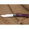 Нож Opinel №7 Trekking, нержавеющая сталь, кожаный темляк, фиолетовый