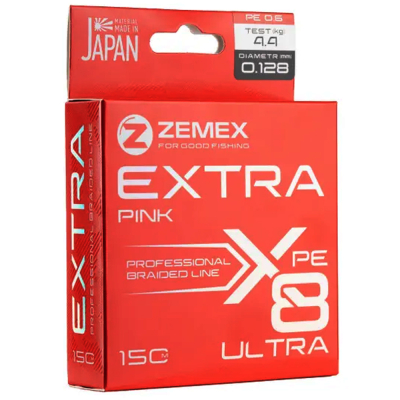 Плетёный шнур Zemex Extra X8 150m Pink, # 0.5 PE, d 0.117 mm