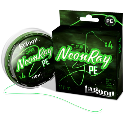 Шнур PE Lagoon NeonRay 110m Fluo-Green,  #1,2 0,185мм 9кг