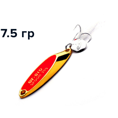 Блесна GT-BIO Super Bevel c мухой, 5см, 7.5гр, золото с красным