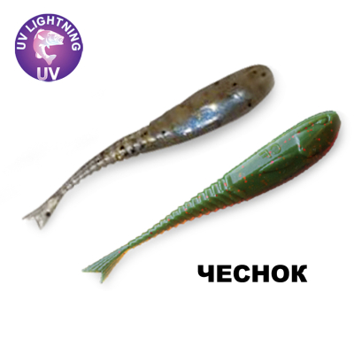 Силиконовая приманка Crazy Fish Glider 1.2" 70-30-14/25-5 чеснок цв. UV Motor Oil (УФ моторное масло)/ цв. cold pearl (холодная жемчужина)