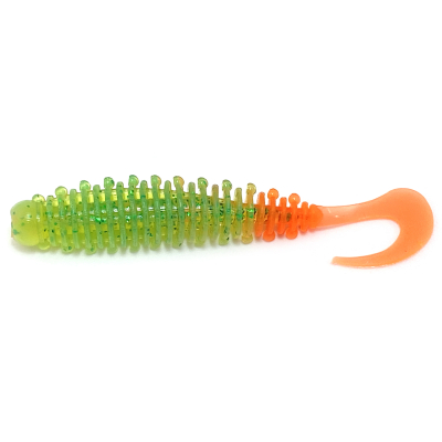 Силиконовая приманка Boroda Baits Mexer Tail 90 mm ЗЕЛЕНЫЙ/ЯРКО-ОРАНЖЕВЫЙ