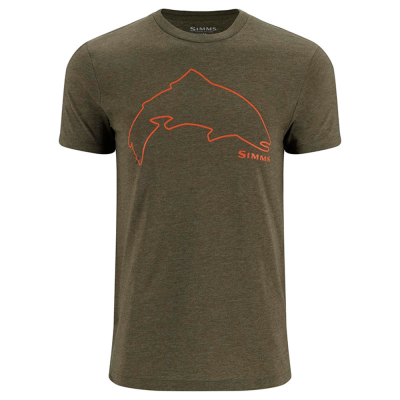 Футболка Simms Trout Outline T-Shirt, Loden Heather, XL