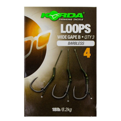 Поводок готовый Korda Loop Rigs DF Wide Gape Barbless №4 18lb безбородый KCR123