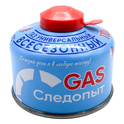 Газ для портативных плит "Следопыт", метал. баллон, 110гр. резьб., (всесезонный) РОССИЯ