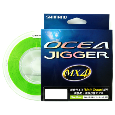 Шнур PE Shimano PL-O74P Ocea Jigger MX4 300m Lime Green #1.5