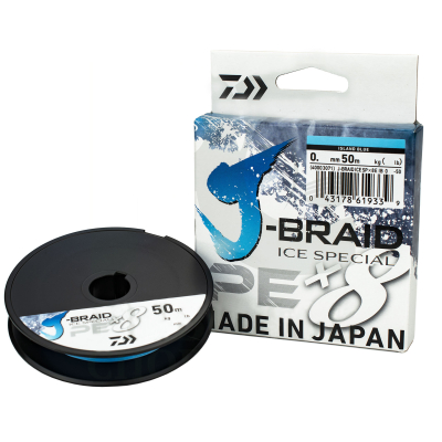 Леска плетёная Daiwa J-Braid Ice Special x8 PE Island Blue 50m 0.10mm