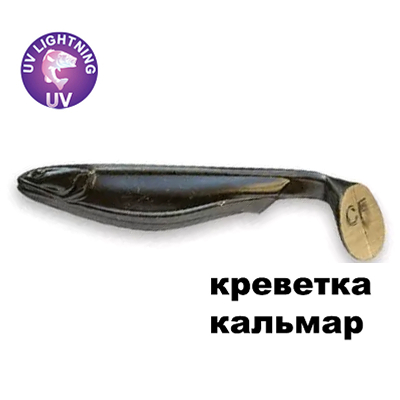 Силиконовая приманка Crazy Fish Slim Shaddy 3.2" 56-80-26-7 креветка+кальмар цв. swamp (болото)