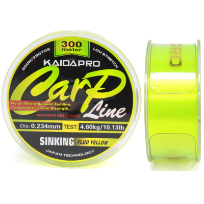 Леска Kaida CARP LINE Sinking цв.fluo yellow 300м 0.286мм