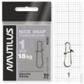 Застежка Nautilus Nice Snap stainless steel size # 1 тест 18кг