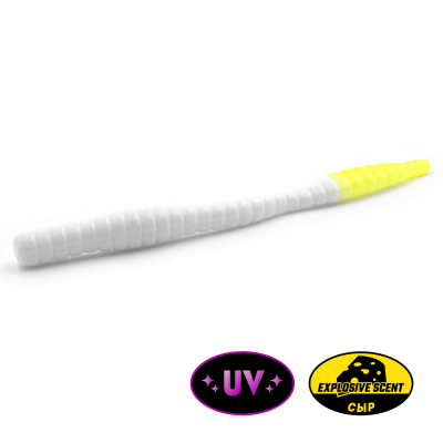 Силиконовая приманка Rampage Trout Hunting Dying Worm 3.1" цв. #091 - White / Chartreuse UV