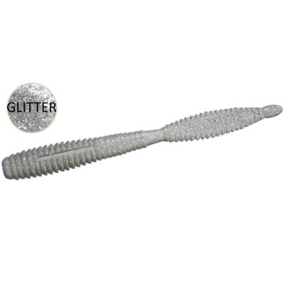 Силиконовая приманка Zombie ZWorm (Червь) цвет Серебро (Silver), блёстка (glitter), floating