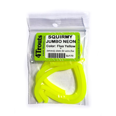 Сверхподвижные неоновые червячки Squirmy Jumbo Neon (4Trouts), Флуо Желтый D=2mm