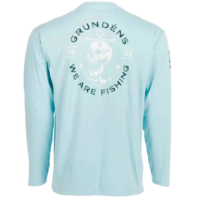 Футболка Grundens Tech Tee LS Shirt, Anchor Down Print  Aquatic, M