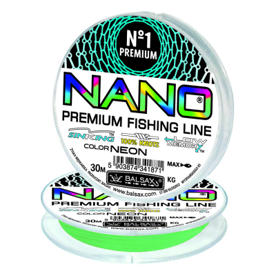 Леска BALSAX Nano Neon Green 30м. 0,14мм.