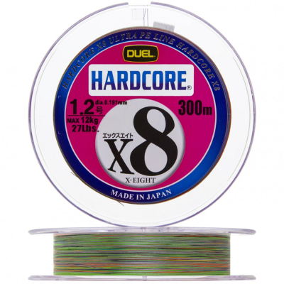 Плетеный шнур Duel PE Hardcore X8 300м 5Color-Yellow marking #1,5 (0,209мм) 13,5kg