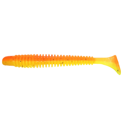 Силиконовая приманка Pike Hunter Ribbed Worm 4.6" 11.7 см. #024 Orange-lemon (UV) (4 шт)
