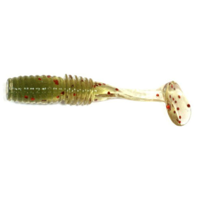 Силиконовая приманка Твистер Megabass Rocky Fry 1.5" Vib-Tail цв. Olive Red Flake