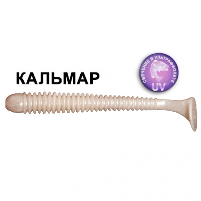 Силиконовая приманка Crazy Fish Vibro Worm 3,4" 12-85-66-6 кальмар цв. pearl snow (перламутровый снег)