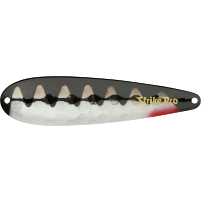 Блесна колеблющаяся Strike Pro Killer Profy 115, 115 мм, 56 гр, Тройник, цвет: A108E Blackback Chrom