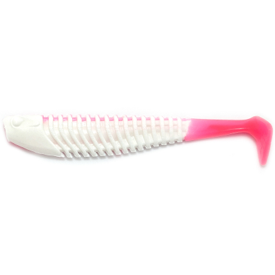 Силиконовая приманка Boroda Baits Yakudza 85 mm БЕЛЫЙ/ЯРКО-РОЗОВЫЙ (White/Acid Pink)